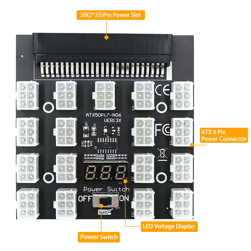PCI-E 12V 50Pin ATX 17 x 6Pin  - 2000W Atx Mining Power Supply incelemesi ve fiyatı