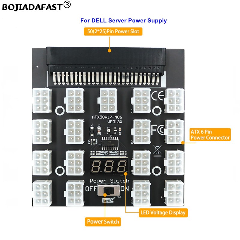17 Portlu PCIe 6Pin Konnektör  - 2400W Server Psu Breakout Board incelemesi ve fiyatı