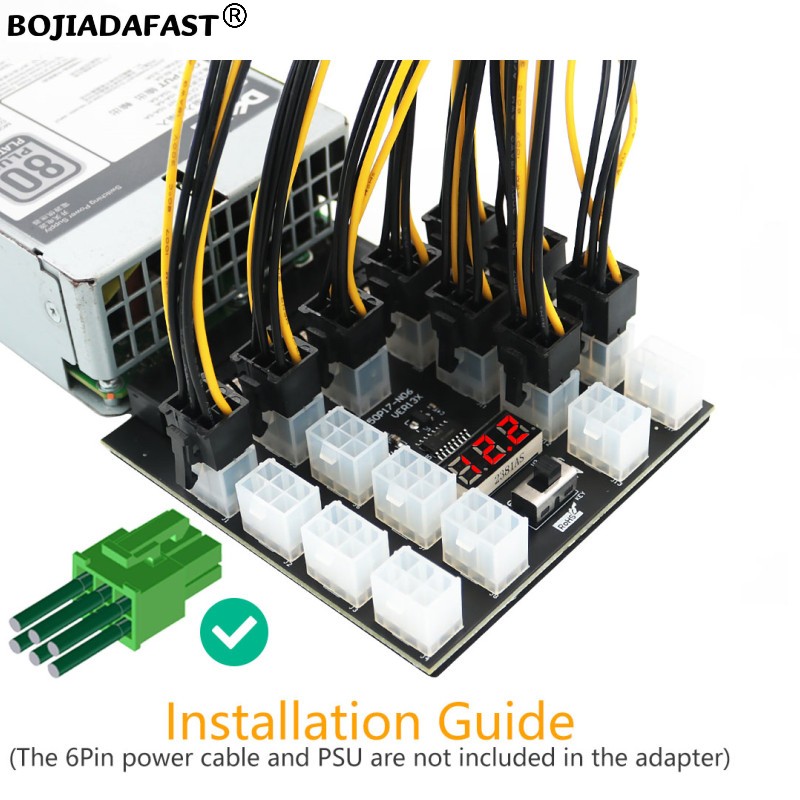 17 Portlu PCI-E 6Pin Konnektör - 2400W Server Psu Breakout Board incelemesi ve fiyatı